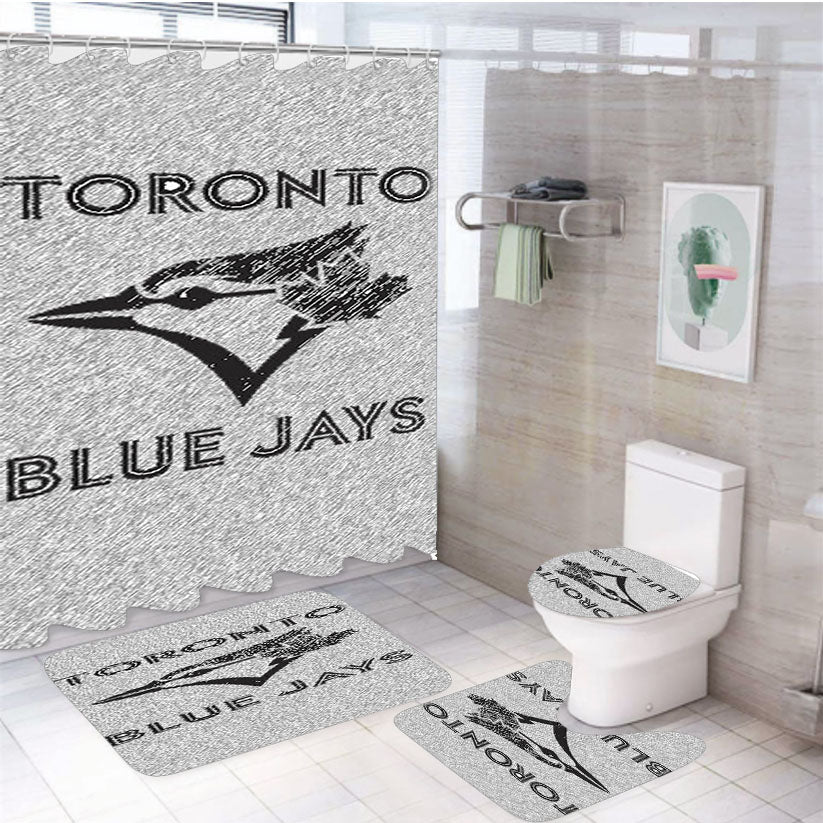 Black Design Toronto 4Pcs Bathroom Set Shower Curtain