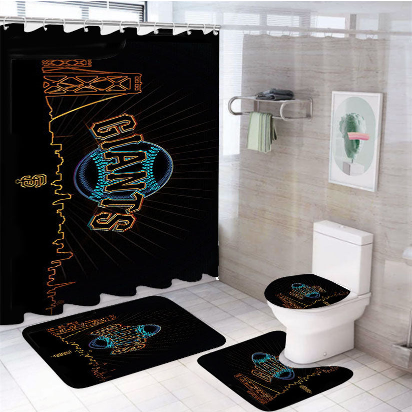 Black Giants 4Pcs Bathroom Set Shower Curtain