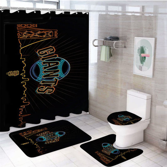 Black Giants 4Pcs Bathroom Set Shower Curtain