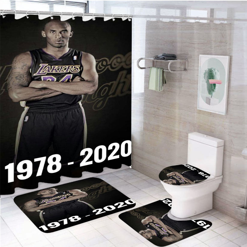 Black Mamba Out Kobe 4Pcs Bathroom Set Shower Curtain