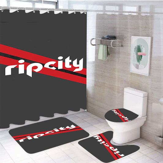 Blazers Rip City 4Pcs Bathroom Set Shower Curtain