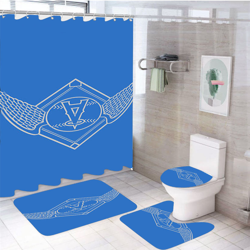 Blu Grey Angels 4Pcs Bathroom Set Shower Curtain