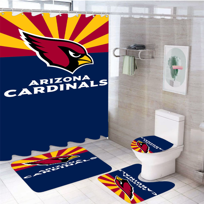 Blue Address One Cardinals Drive Arizona Cardinal 4Pcs Bathroom Set Shower Curtain