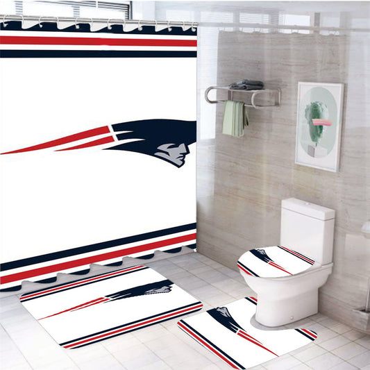 Blue And Red New England Patriots Logo 4Pcs Bathroom Set Shower Curtain