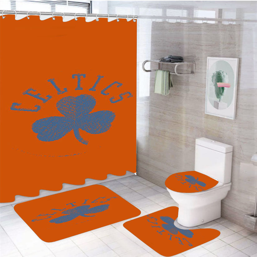 Blue Boston Celtics 4Pcs Bathroom Set Shower Curtain