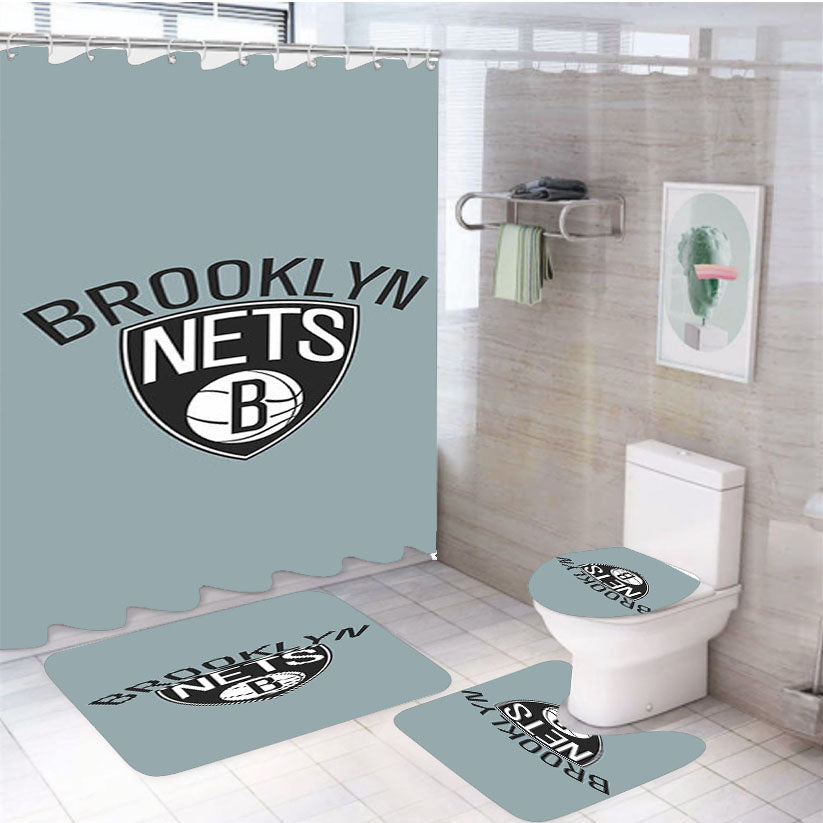 Blue Brooklyn 4Pcs Bathroom Set Shower Curtain