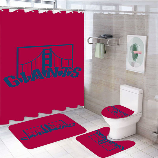 Blue Giants 4Pcs Bathroom Set Shower Curtain