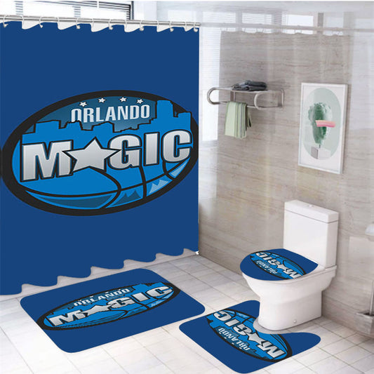 Blue Orlando Magic 4Pcs Bathroom Set Shower Curtain