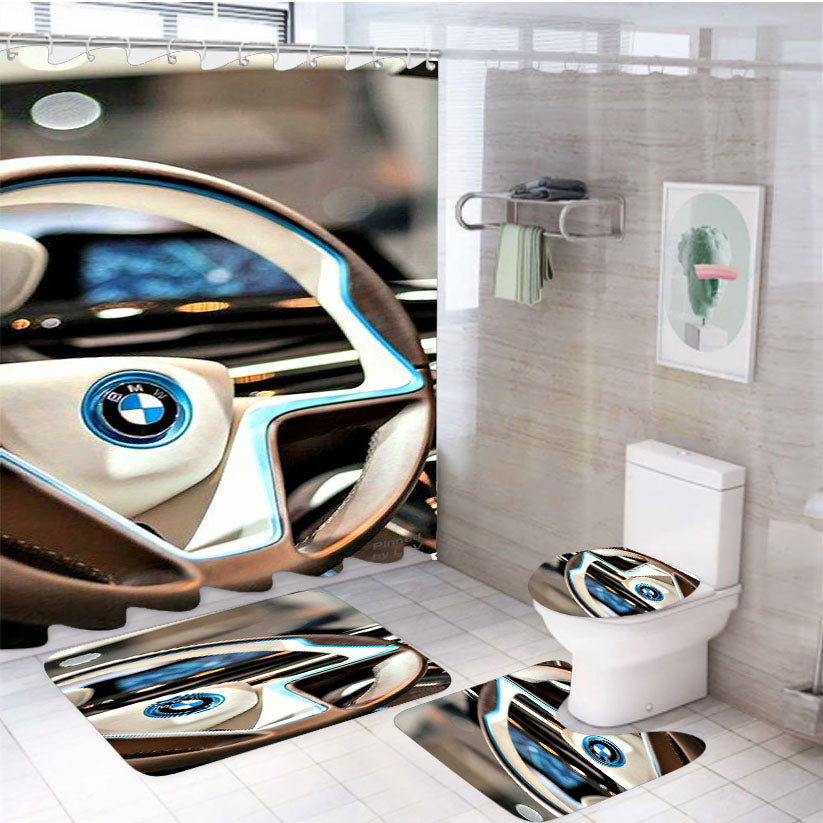 Bmw Exclusive 4Pcs Bathroom Set Shower Curtain