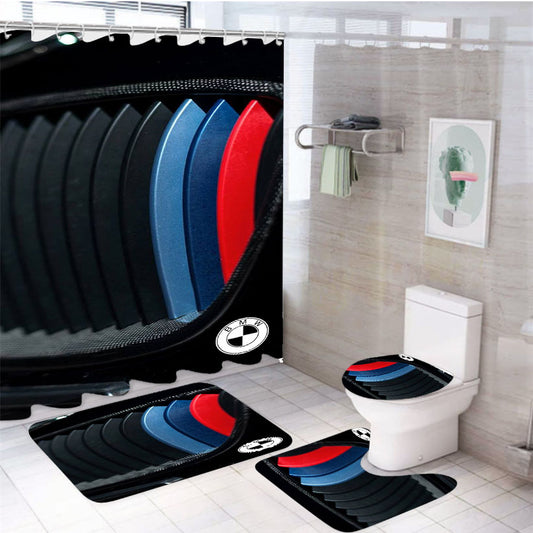 Bmw M Performance Series Color 4Pcs Bathroom Set Shower Curtain