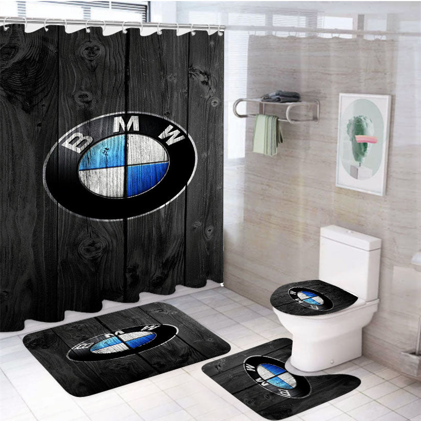 Bmw Wood Black Art 4Pcs Bathroom Set Shower Curtain