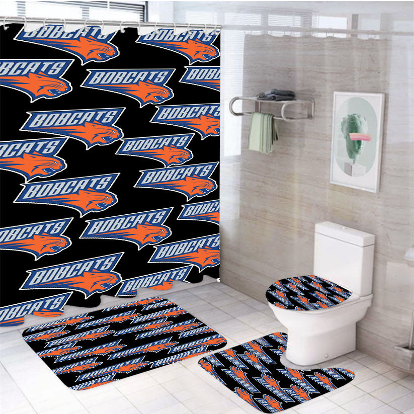 Bobcats Nba Basket Ball 4Pcs Bathroom Set Shower Curtain