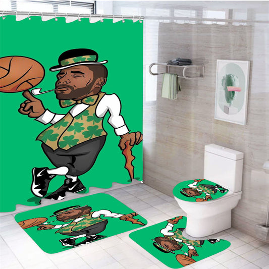 Boston Basket Ball Star 4Pcs Bathroom Set Shower Curtain