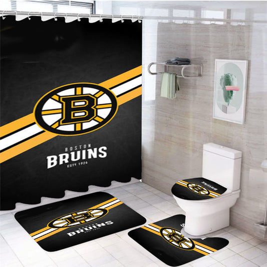 Boston Bruins 1924 4Pcs Bathroom Set Shower Curtain