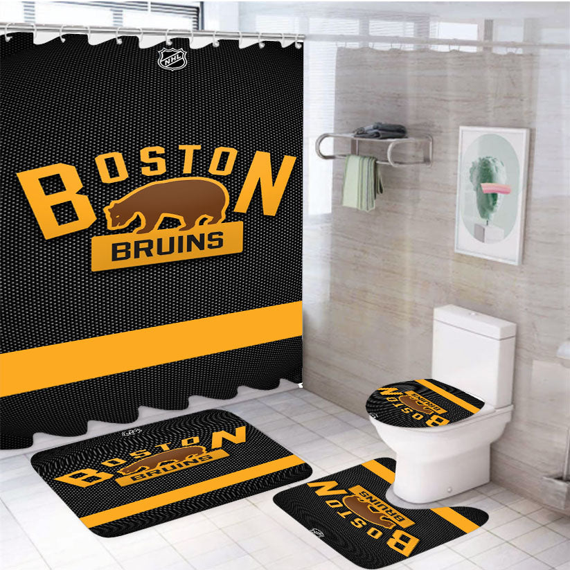 Boston Bruins Bear 4Pcs Bathroom Set Shower Curtain