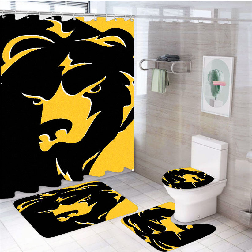 Boston Bruins Bear Logo Nhl 4Pcs Bathroom Set Shower Curtain