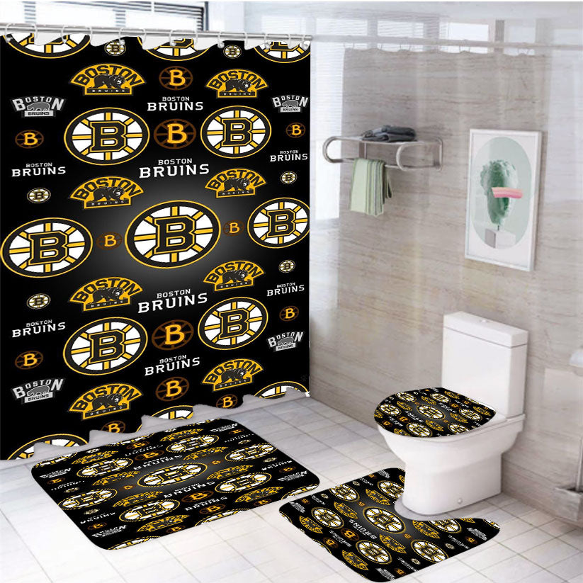 Boston Bruins Collage 4Pcs Bathroom Set Shower Curtain