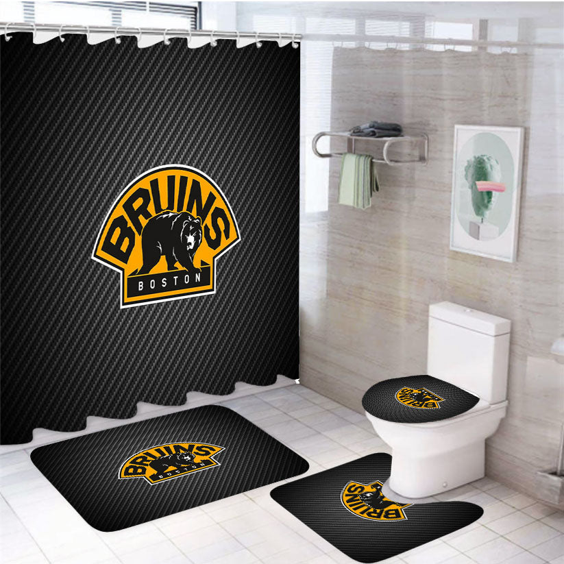 Boston Bruins Jersey 4Pcs Bathroom Set Shower Curtain