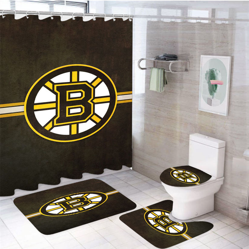 Boston Bruins Nhl 4Pcs Bathroom Set Shower Curtain