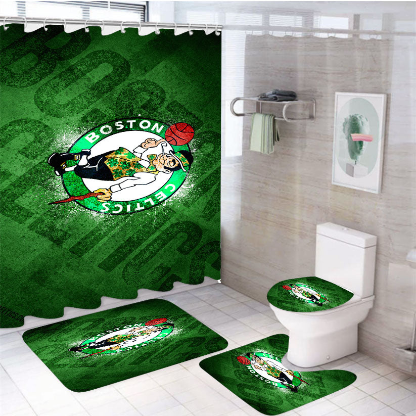 Boston Celtics 4Pcs Bathroom Set Shower Curtain