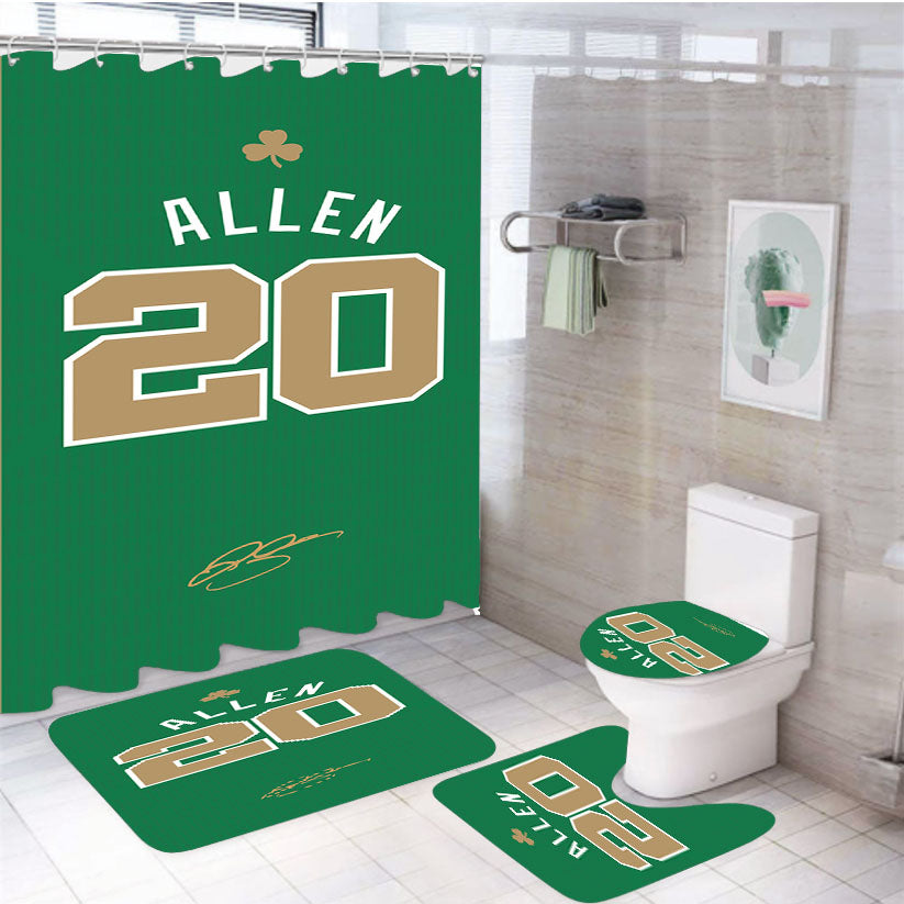 Boston Celtics Allen 4Pcs Bathroom Set Shower Curtain