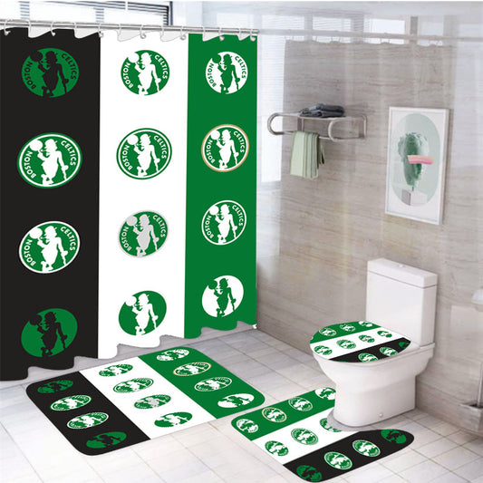 Boston Celtics Announce New Logo 4Pcs Bathroom Set Shower Curtain