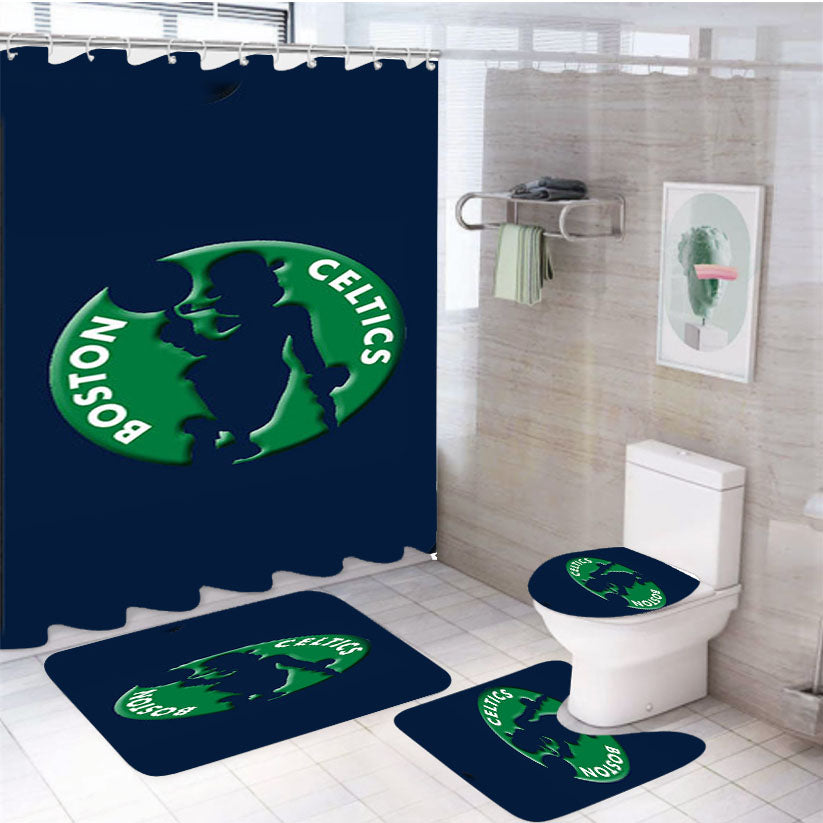 Boston Celtics Art 4Pcs Bathroom Set Shower Curtain