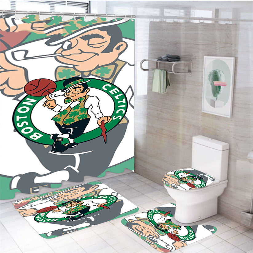 Boston Celtics Case 4Pcs Bathroom Set Shower Curtain