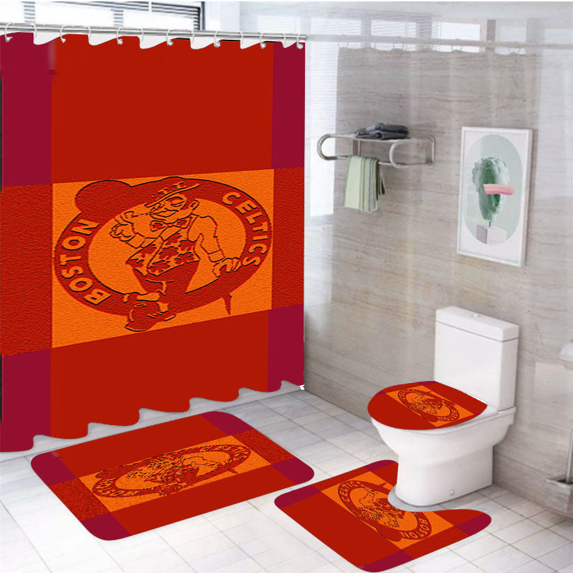 Boston Celtics Cover Design 4Pcs Bathroom Set Shower Curtain