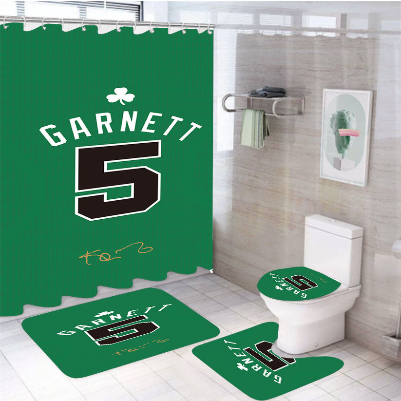 Boston Celtics Garnett 4Pcs Bathroom Set Shower Curtain