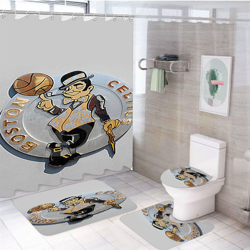 Boston Celtics Greyscale 4Pcs Bathroom Set Shower Curtain