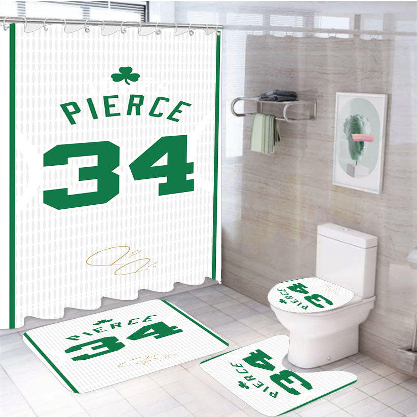 Boston Celtics Pierce 4Pcs Bathroom Set Shower Curtain