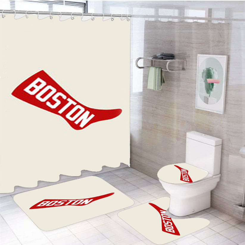 Boston Red Sox 3 4Pcs Bathroom Set Shower Curtain