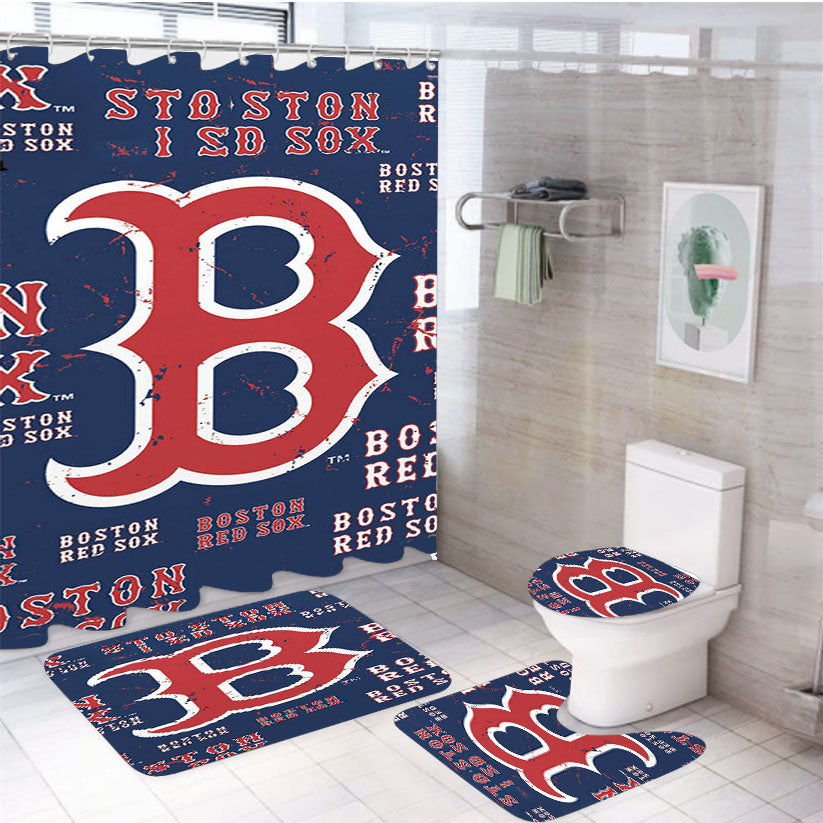 Boston Red Sox Baseball 4 4Pcs Bathroom Set Shower Curtain