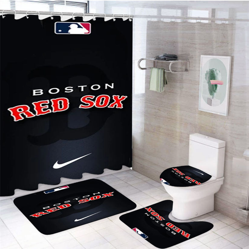 Boston Red Sox Mlb 2 4Pcs Bathroom Set Shower Curtain