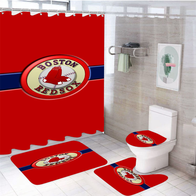 Boston Redsox 4Pcs Bathroom Set Shower Curtain