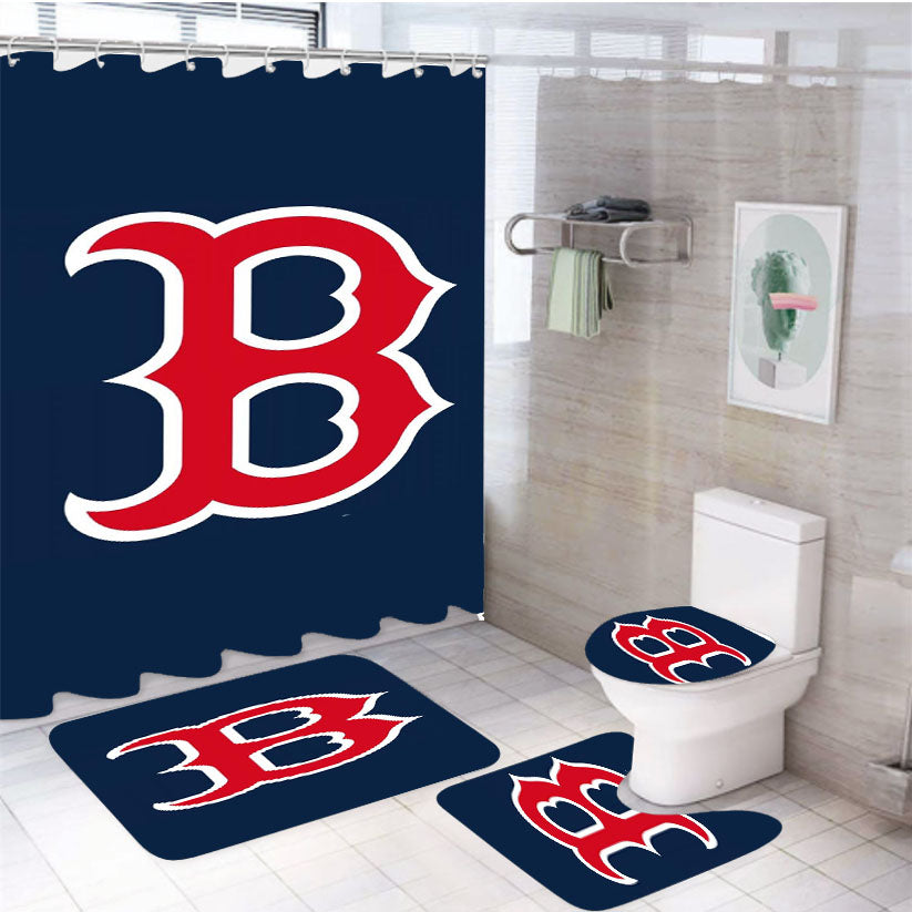 Boston Redsox B 4Pcs Bathroom Set Shower Curtain