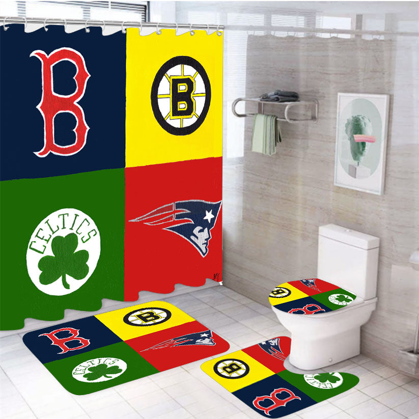 Boston Sports Lovah 4Pcs Bathroom Set Shower Curtain