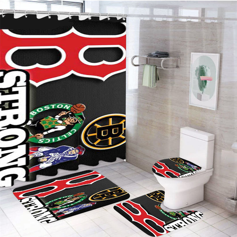 Boston Strong 4Pcs Bathroom Set Shower Curtain