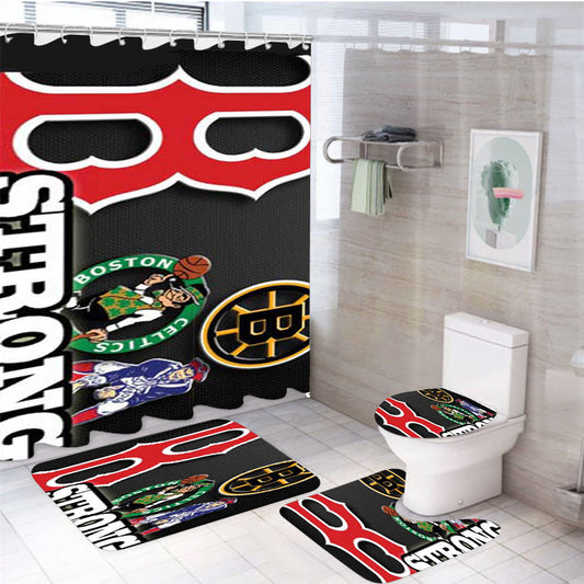 Boston Strong 4Pcs Bathroom Set Shower Curtain