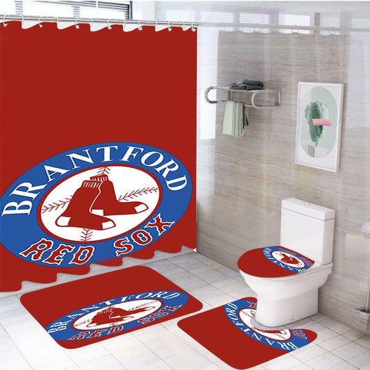 Brantford Red Sox 4Pcs Bathroom Set Shower Curtain