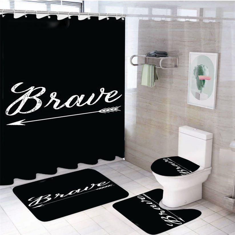 Brave 4Pcs Bathroom Set Shower Curtain