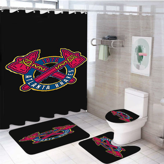 Braves Atlanta Blue 4Pcs Bathroom Set Shower Curtain