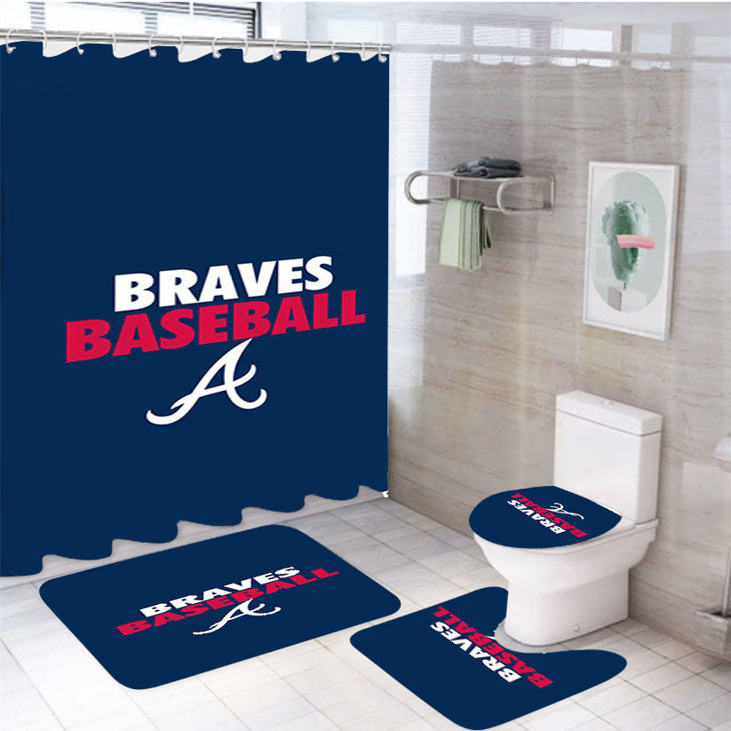 Braves Baseball 4Pcs Bathroom Set Shower Curtain