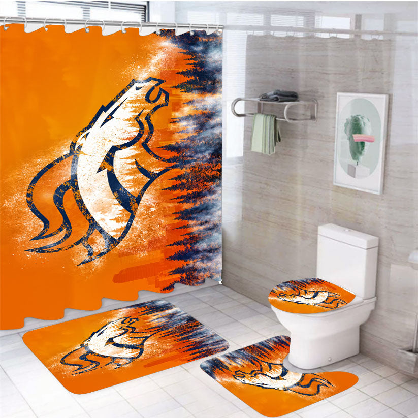 Broncos Denver Christm 4Pcs Bathroom Set Shower Curtain
