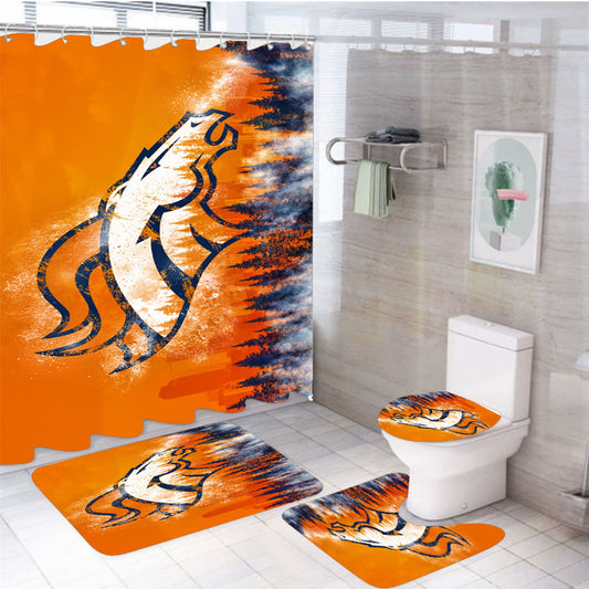 Broncos Denver Christm 4Pcs Bathroom Set Shower Curtain