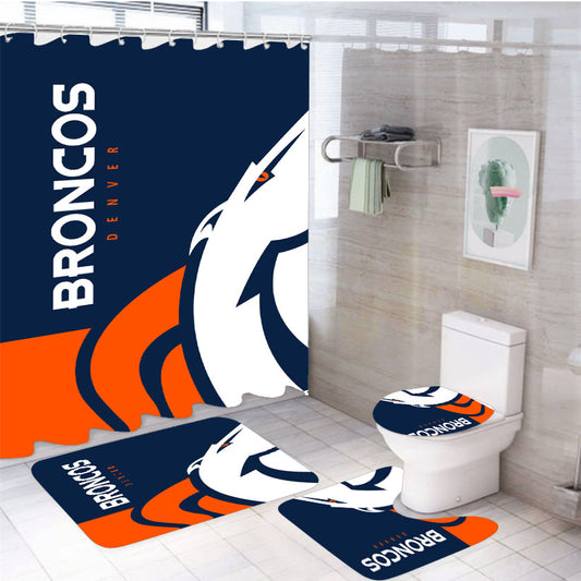 Broncos Denver Wallpaper 4Pcs Bathroom Set Shower Curtain