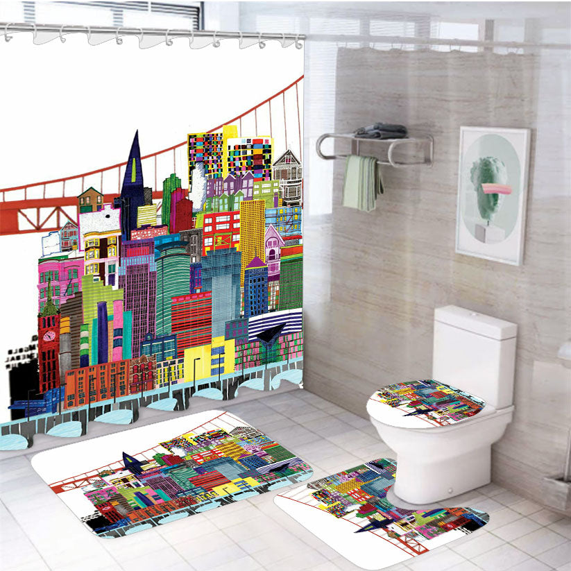 Brooklyn 4Pcs Bathroom Set Shower Curtain