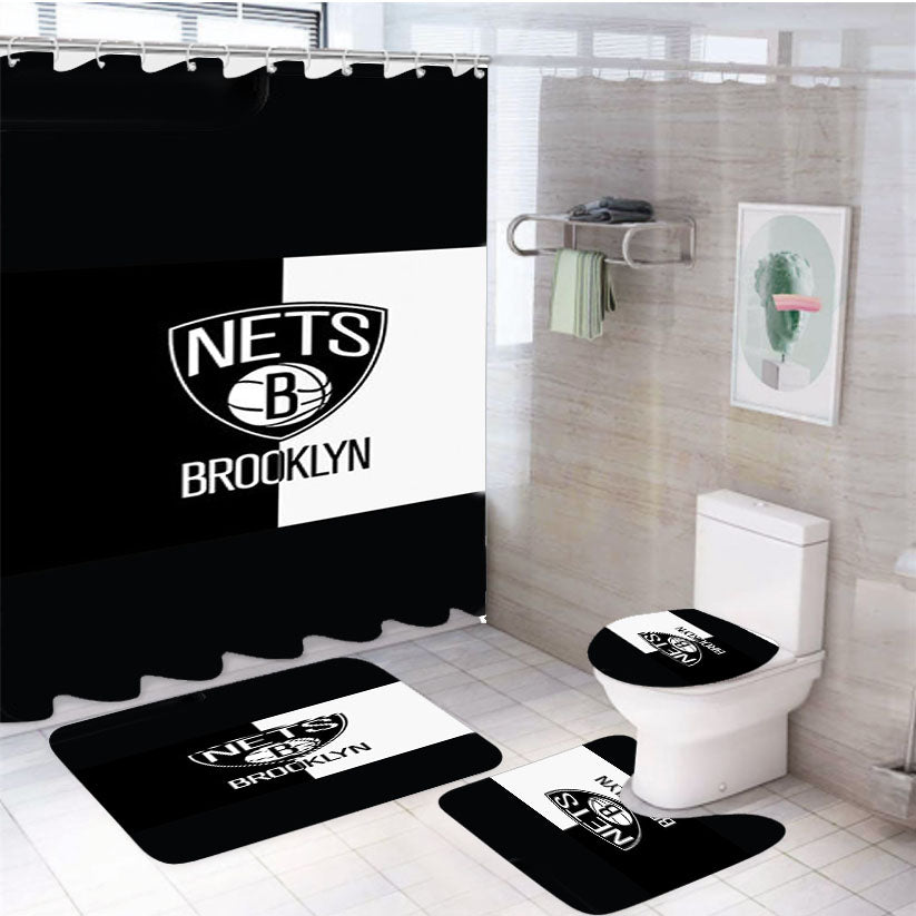 Brooklyn Cover Black White 4Pcs Bathroom Set Shower Curtain
