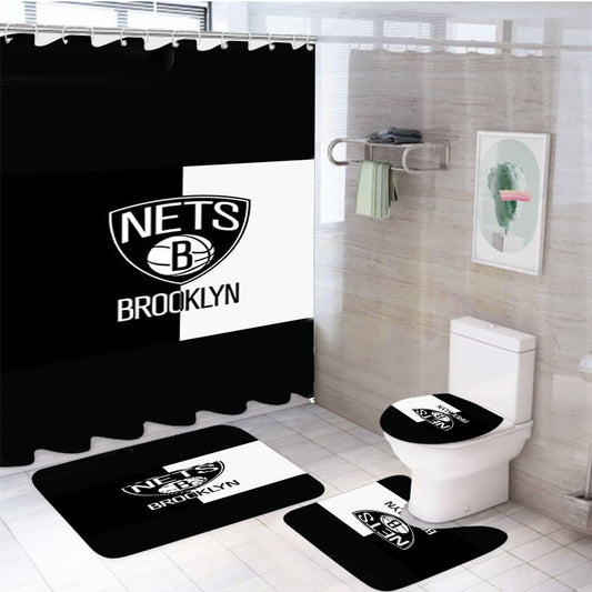 Brooklyn Cover Black White 4Pcs Bathroom Set Shower Curtain